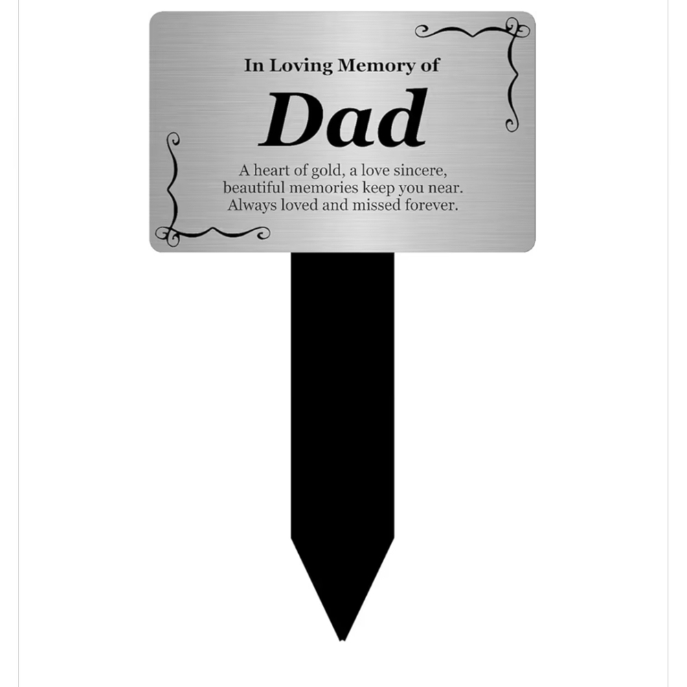 New Silver And Black Weatherproof Acrylic Memorial Plaque for Dad